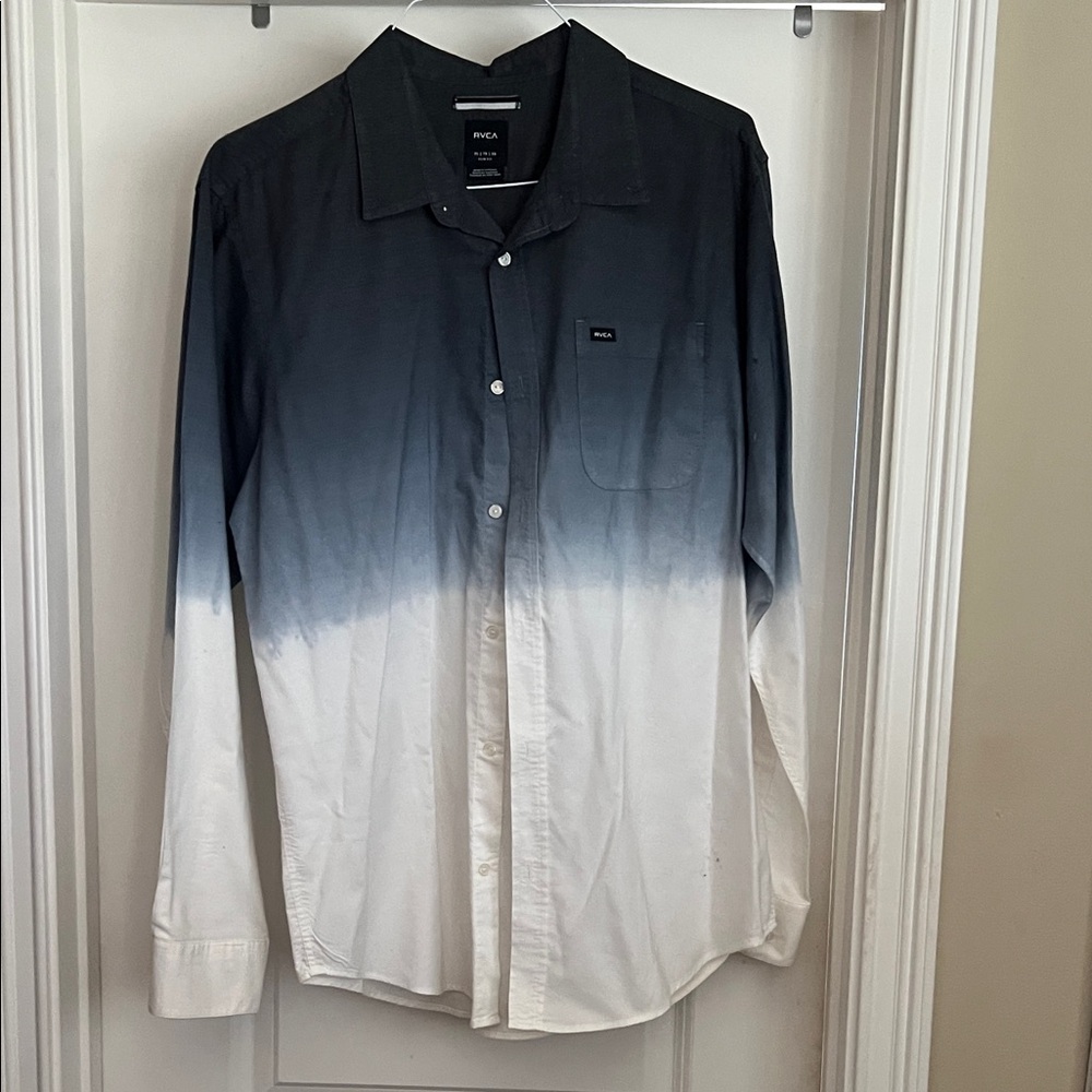 RVCA Men's Ombre Black and White Shirt